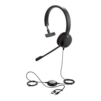 Jabra Evolve 20 Mono con Conexión USB C/A, Micrófono con Cancelación de Ruido de Ultima Generación, Configuración Plug and Play, Certificación Microsoft Teams (4993-823-169)