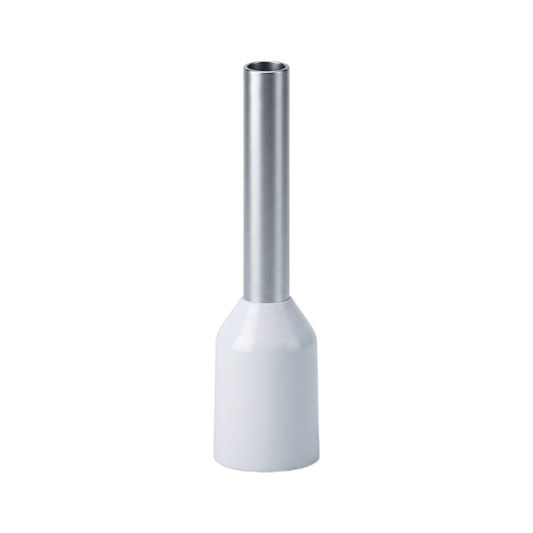 Conector Ferrule | 22AWG | 0.5mm²  | Conductor Latón Estañado  | Aislamiento PVC Blanco | 25 Piezas por Bolsa