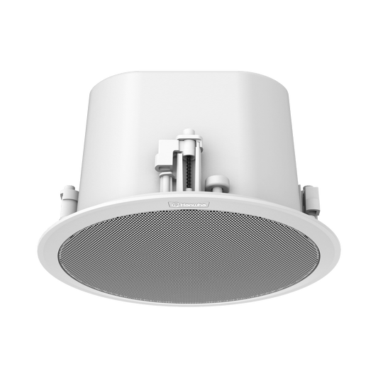 Altavoz IP para instalacion en plafon / 10W / PoE+ / Para integración con sistema Hanwha / SIP, IPv4, HTTP, DNS, NTP, TCP, UDP, ARP.