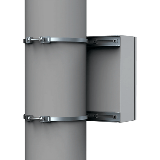 Kit de Fijación para Postes / Enclosure Pole Fixation / Acero Galvanizado / Carga Máxima 900 N / Diámetro Poste 80-250 mm (3.15-9.84 in) / 2 Perfiles + Accesorios