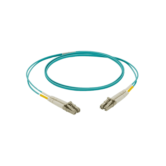 Jumper de Fibra Optica Multimodo 50/125 OM4, LC-LC Duplex, LSZH, Color Aqua, 2 Metros