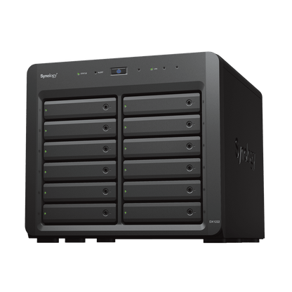 Unidad de Expansión Synology DX1222 | 12 Bahías para HDD/SSD SATA 3.5" o 2.5" | Intercambio en Caliente | Puerto Mini-SAS HD | Garantía de 5 Años.