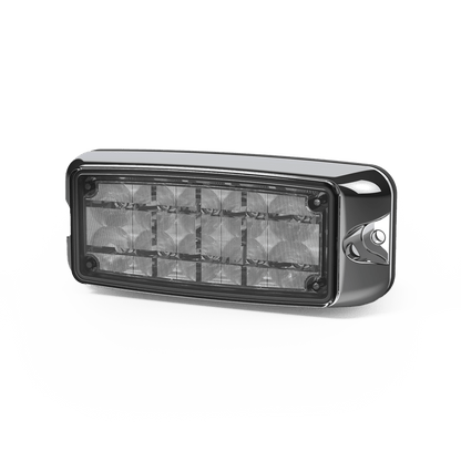 Luz de Advertencia de 5X2" 10 LED, Rojo/Azul, Bisel Cromado, Lente Transparente