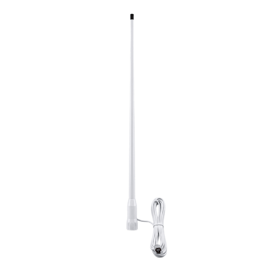 Antena Marina VHF / Fibra de Vidrio / 3.5 dBi / 50 W / Cable RG58 4.5 m (14.8 ft) / PL-259 / Bajo Perfil