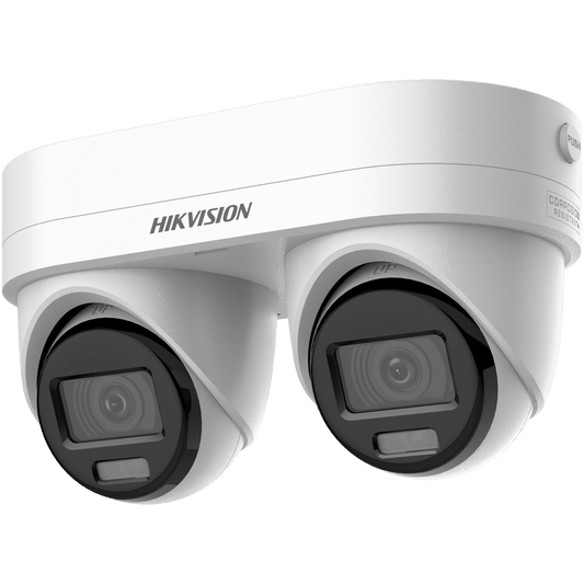 PanoVu Series / Lente Dual de 4 Megapixel / 2 Lentes Fijos de 2.8 mm / Recomendado para Pasillos o Esquinas / IP67 / IK10 / PoE / WDR 120 dB / 10 mts IR / Entrada y Salida de Audio y Alarma / MicroSD / ACUSEEK