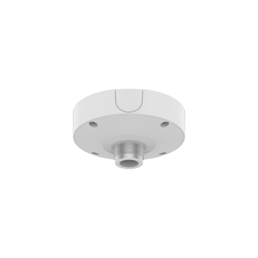 Base de Montaje para Techo SBP-180CMB / Aluminio / Color Blanco RAL9003 / Diámetro 180 mm / Peso 970 g / Tornillo TR30 / Orificio Conduit 19.1 mm / Compatible con Múltiples Modelos Hanwha