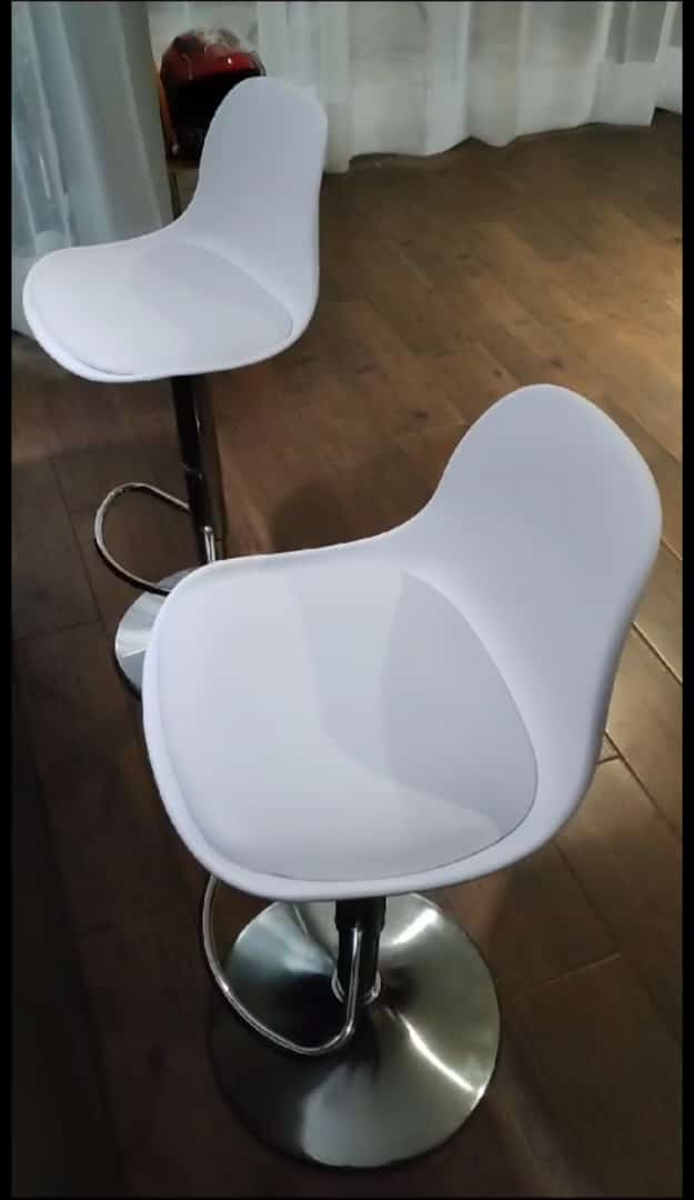 SET DE 2 BANCOS GIRATORIOS / OFICINA - BARRA- COMEDOR- ETC, Blanco, Gris y Negro