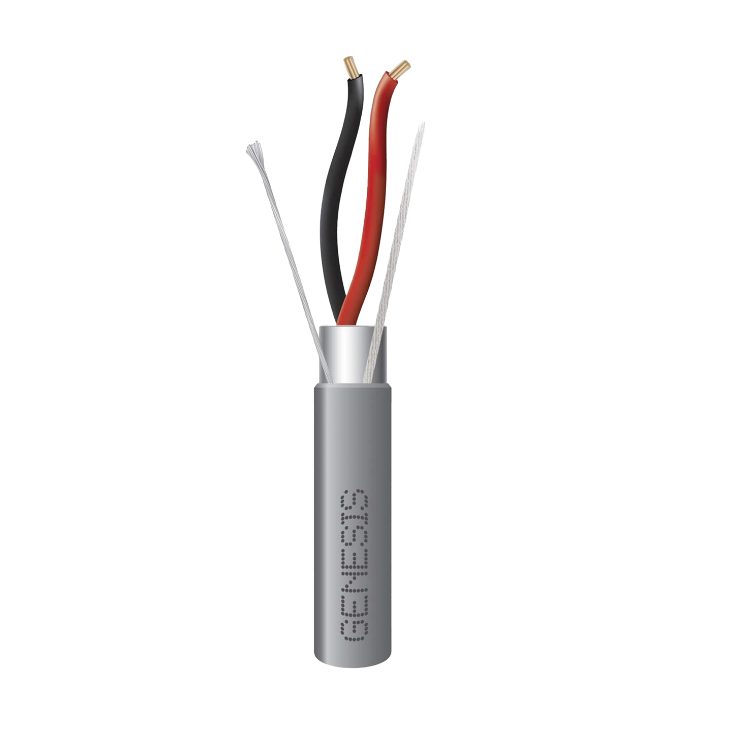 Bobina de cable de 305 Metros de Cable / 16 AWG 2 Cond / Blindado / Tipo CMR-CL3R-FPLR-FT4 / Color Gris / Aplicaciones de alarmas de intrusión/Control de Acceso/ Automatización / Interfonos y Tv Porteros.