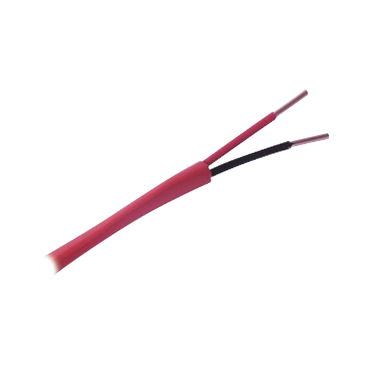 Retazo de 230 metros de alambre,18 AWG, 2 conductores, tipo FPL-CL2, de color rojo para aplicaciones en sistemas de detección de incendio y sistemas de evacuación.