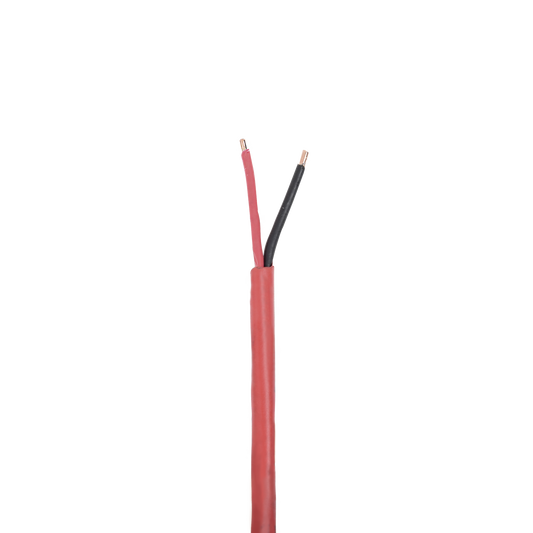 Bobina de 305 Metros de Alambre / 2x18 AWG / Tipo FPLR-CL3R, FT4 / Color Rojo / Resistente a la Intemperie para Aplicaciones en Sistemas de Detección de Incendio y Sistemas de Evacuación