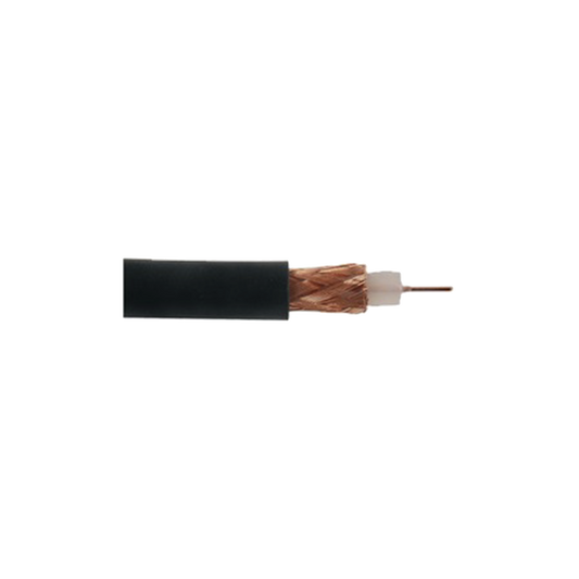 Retazo de 50 Metros de Cable Coaxial RG-59/U, 75 Ohm, Núcleo de Acero Revestido-Cobre, Blindaje en Malla Cobre-Trenzado, Aislante-Polietileno, Forro de PVC.