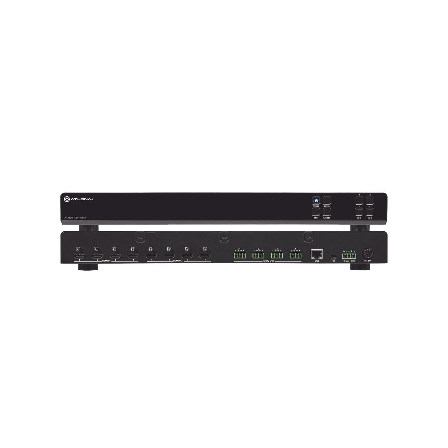 Switch Matriz HDMI 4K HDR 4×4 con control CEC y desincrustación de audio