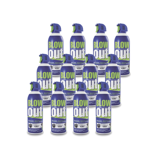 Paquete de 12 latas de removedor de polvo multipropósito en aerosol, ideal para limpieza de dispositivos electrónicos