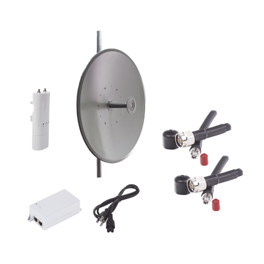 Kit de radio C5C con antena HDDA-5W-29-DP2 de 29 dBi , Frecuencia (4.9-5.9 GHz), incluye jumper, PoE y cable de alimentación, ideal para distancias de hasta 30 km