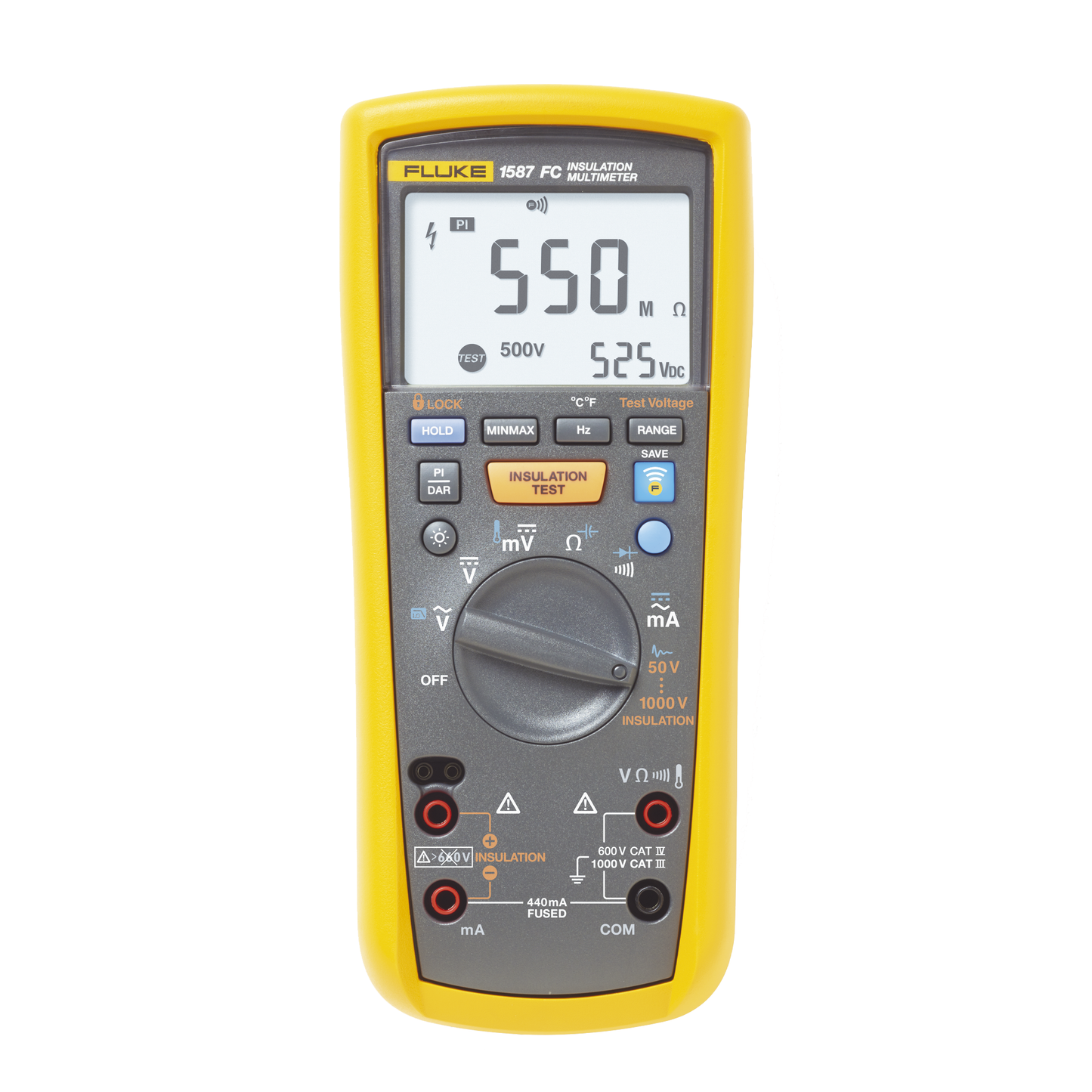 Multímetro de Aislamiento 0.01 M Ω  -  2G Ω . Prueba de 50V - 1000V. Compatible con FLUKE CONNECT