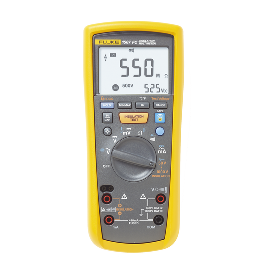 Multímetro de Aislamiento 0.01 M Ω  -  2G Ω . Prueba de 50V - 1000V. Compatible con FLUKE CONNECT