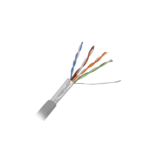 Retazo de 10 mts de Cable Cat5e FTP, ESCUT, UL, CMR, color Gris, para aplicaciones en CCTV y redes de datos. Uso en intemperie
