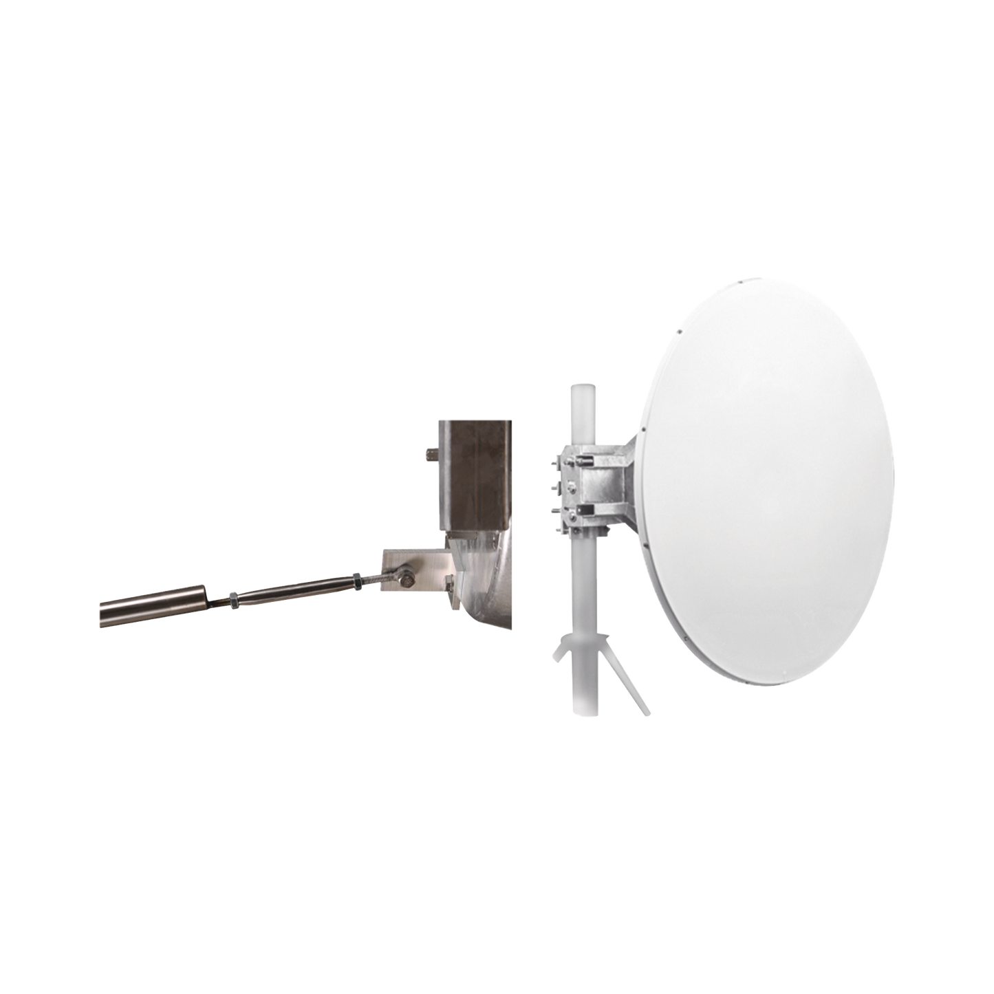 Antena direccional de Alto Rendimiento, 4 ft, Frecuencia de (4.9 a 6.1 GHz), Alto Aislamiento al Ruido, Ganancia de 35 dBi, Soporte de acero inoxidable, polaridad en 90 ° y 45 °, incluye montaje.
