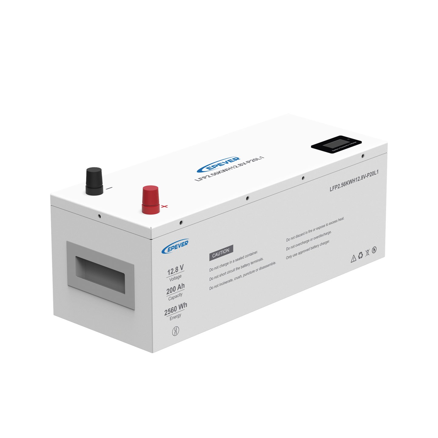 Batería de litio LiFeO4 12.8v, 200Ah, 2.56Kwh, Pantalla LCD.