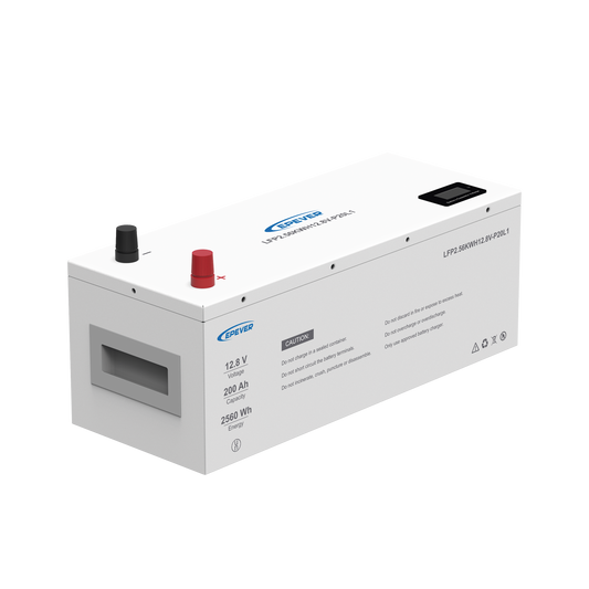 Batería de litio LiFeO4 12.8v, 200Ah, 2.56Kwh, Pantalla LCD.