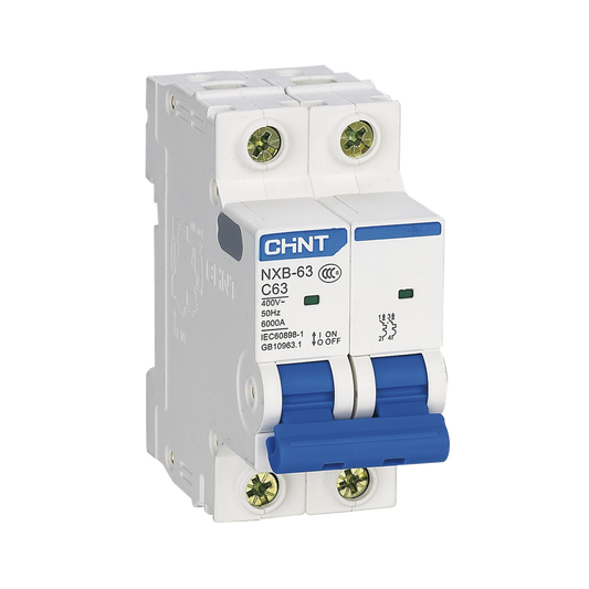 Pastilla para Riel Din, 2 Polos, 40 Amp, Vca:110/415v, 6kA, Catálogo: NXB633PD40, Serie: NXB-63.