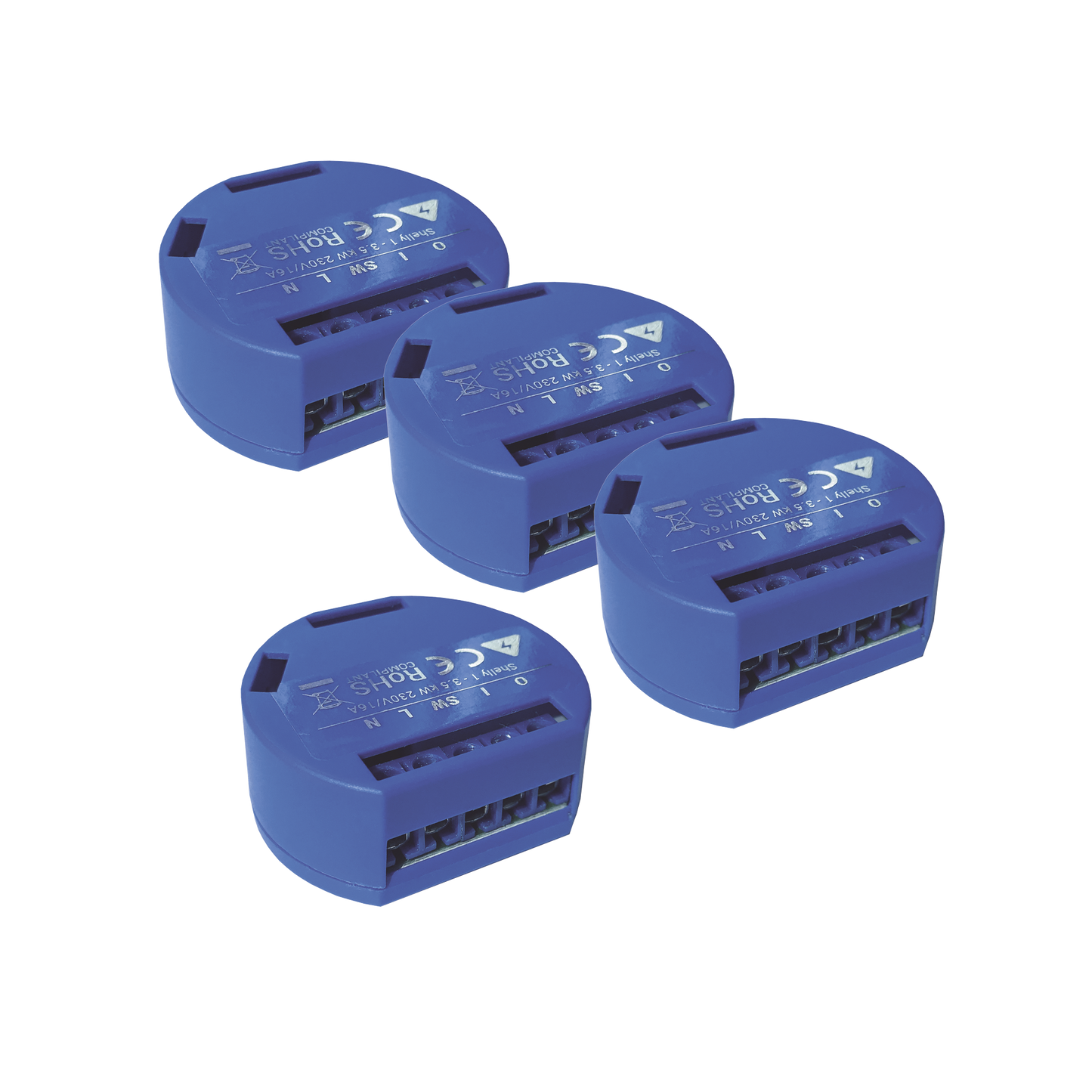 Kit de 4 / Relevador / Interruptor WIFI INDUSTRIAL Industrial y residencial inteligente / Hasta 16A / Soporta Google /Alexa / Nube P2P y control Local /