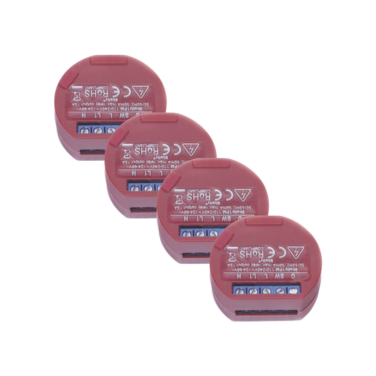 Kit de 4 / Relevador / Interruptor WIFI / Industrial y residencial Inteligente / Medidor de consumo / 16A / Soporta Google / Alexa / Nube P2P y control local / ideal para iluminacion