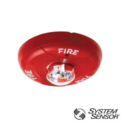 Sirena con Lámpara Estroboscópica, Montaje en Techo, Nivel de Candelas Seleccionable, Color Rojo